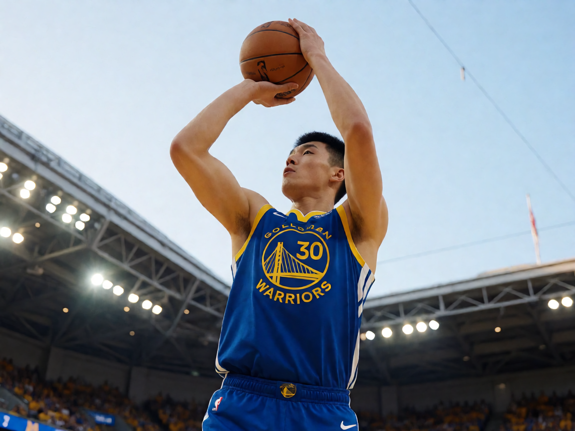 NBA总决赛赛场，球员投篮瞬间